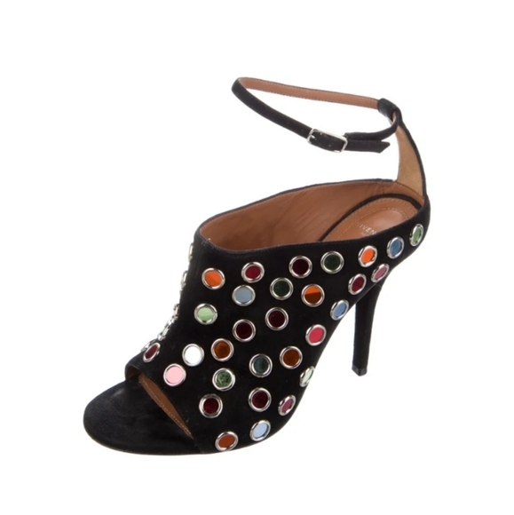 GIVENCHY Suede Rainbow Multicolored Polka Dot Print Mules Size 38 - Picture 1 of 4